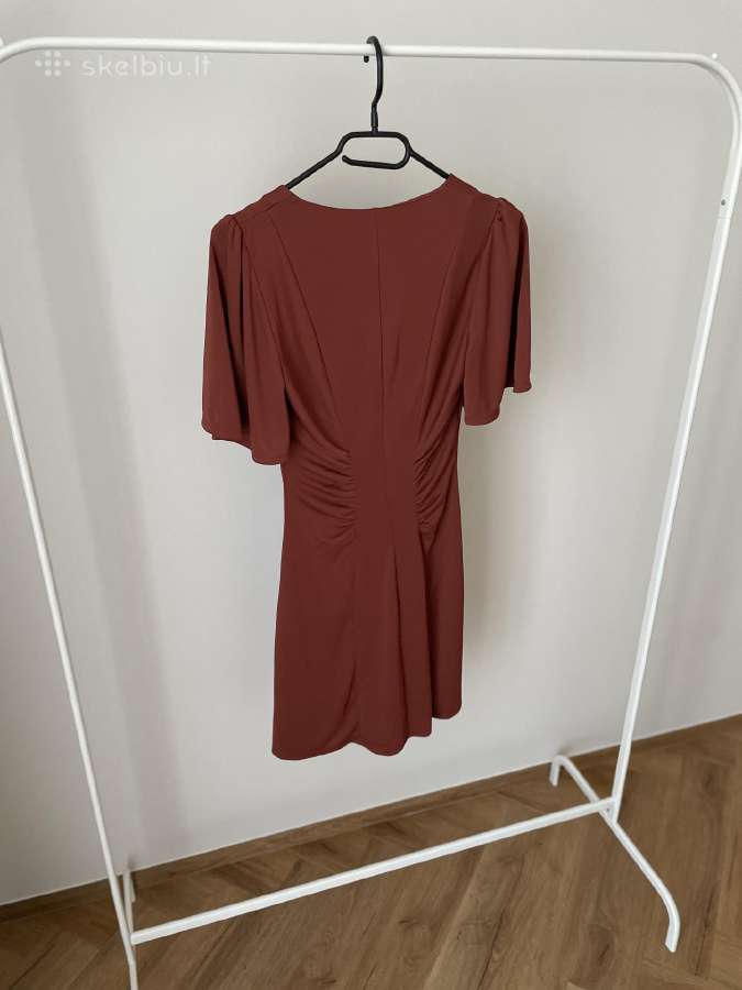 H&m rūdžių/plytų spalvos raukta mini suknelė XS - nuotraukos Nr. 3