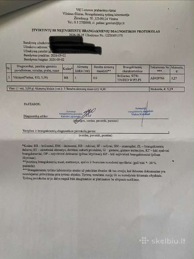Natūralių deimantų vėrinys su platinos grandinėle - nuotraukos Nr. 7