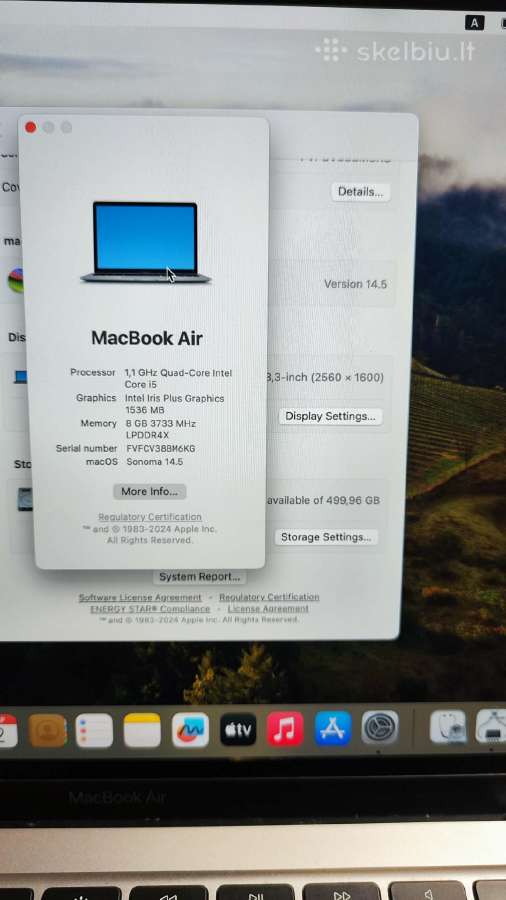 MacBook Air 13.3 i5 Quad-core 3.5ghz 8gb 512gb - nuotraukos Nr. 6