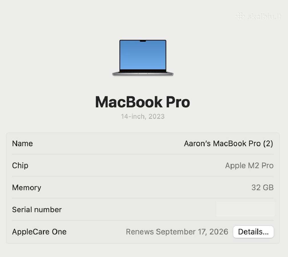 MacBook Pro M2 Pro 14" / 32gb / 1tb / 19c Gpu - nuotraukos Nr. 8