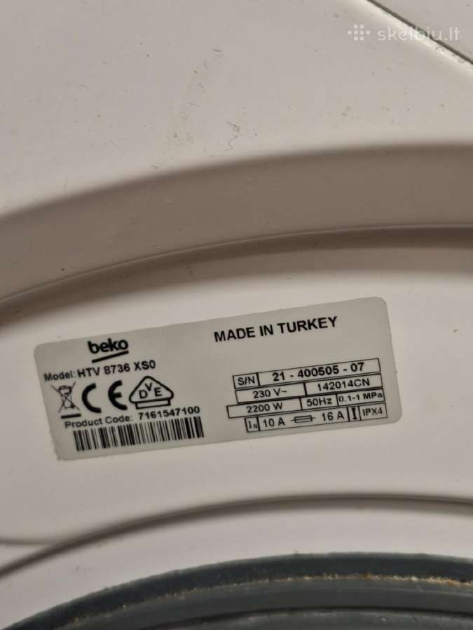 Beko Htv 8736 Xs0 – skalbyklė-džiovyklė 8/5 kg, - nuotraukos Nr. 7