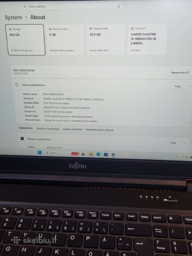 Fujitsu Celsius H7510 i9 Rtx 3000 - nuotraukos Nr. 9