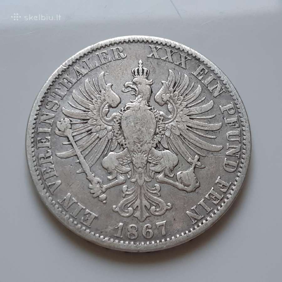 Prūsija taleris sidabras 1867 - nuotraukos Nr. 2