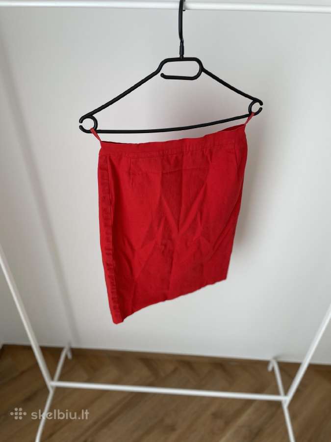 Ryškiai raudonas klasikinis sijonas - nuotraukos Nr. 2