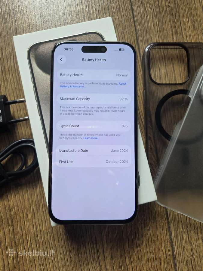 iPhone 15 Pro 128gb, baterija 92%, pilnu komplektu - nuotraukos Nr. 3