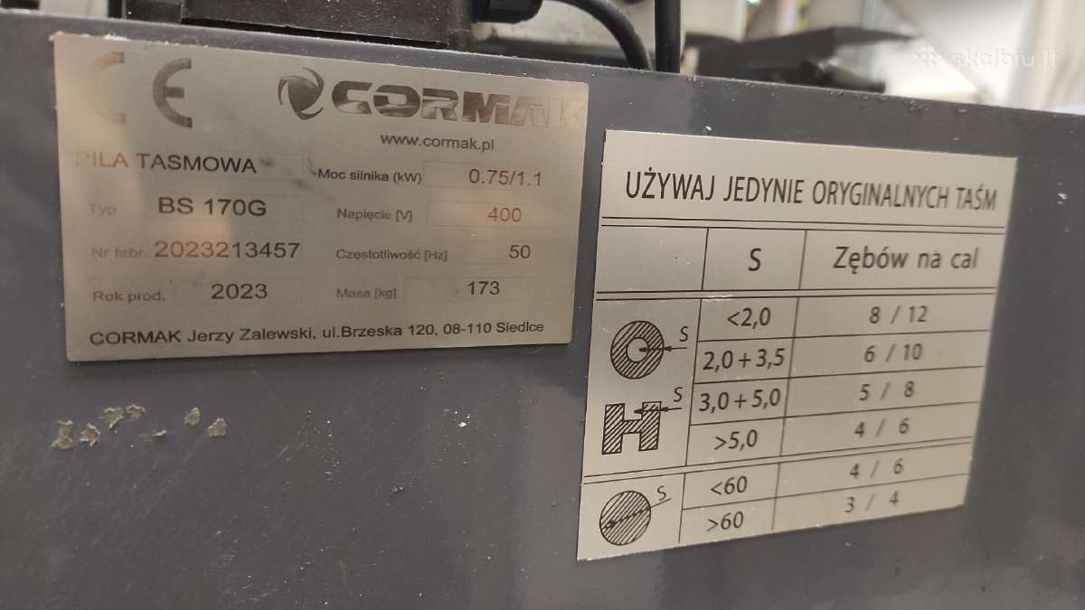 Cormak metalo pjovimo stakles Bs 170 G/ - nuotraukos Nr. 3