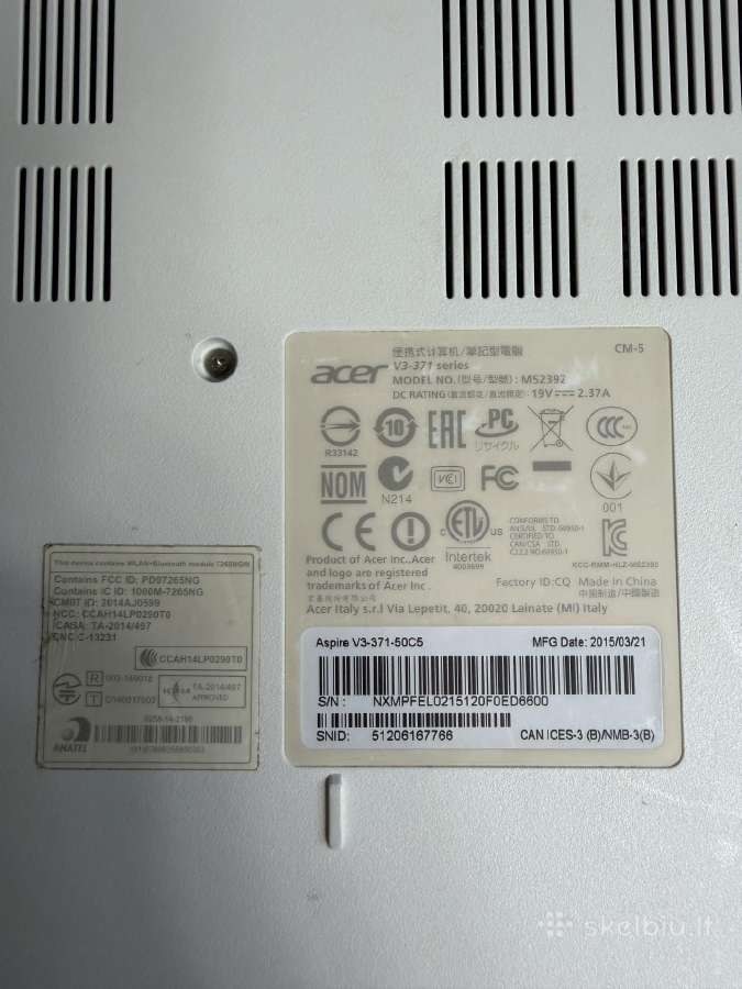 Acer aspire v3 - nuotraukos Nr. 3