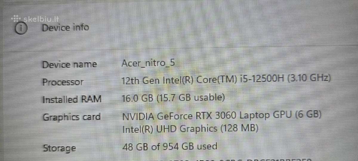 Acer nitro 5 - nuotraukos Nr. 2