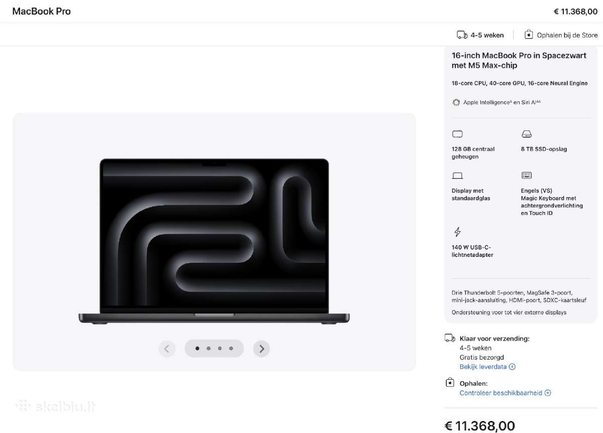 MacBook Pro 16" M5 Max with 128gb RAM and 8tb SSD - nuotraukos Nr. 2