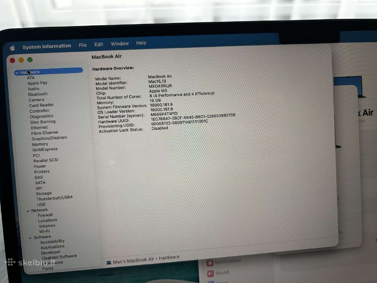 MacBook Air M3 15-inch 16gb 512gb SSD - nuotraukos Nr. 5