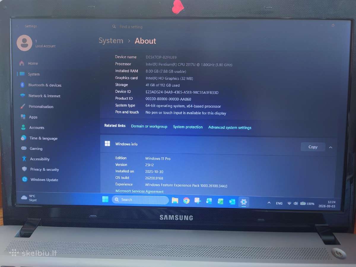 Samsuung Np270 E5e laptopas puikios būklės - nuotraukos Nr. 2