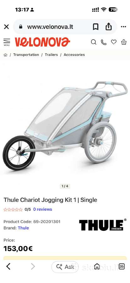 Dviračio priekaba Thule Sport 1 - nuotraukos Nr. 25