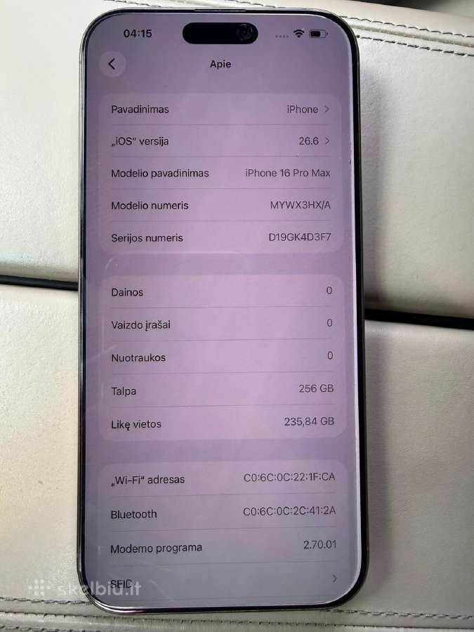 Parduodamas iPhone 16 pro max 256gb - nuotraukos Nr. 4