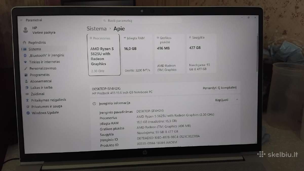 Parduodamas Hp Probook 455 350eur - nuotraukos Nr. 3