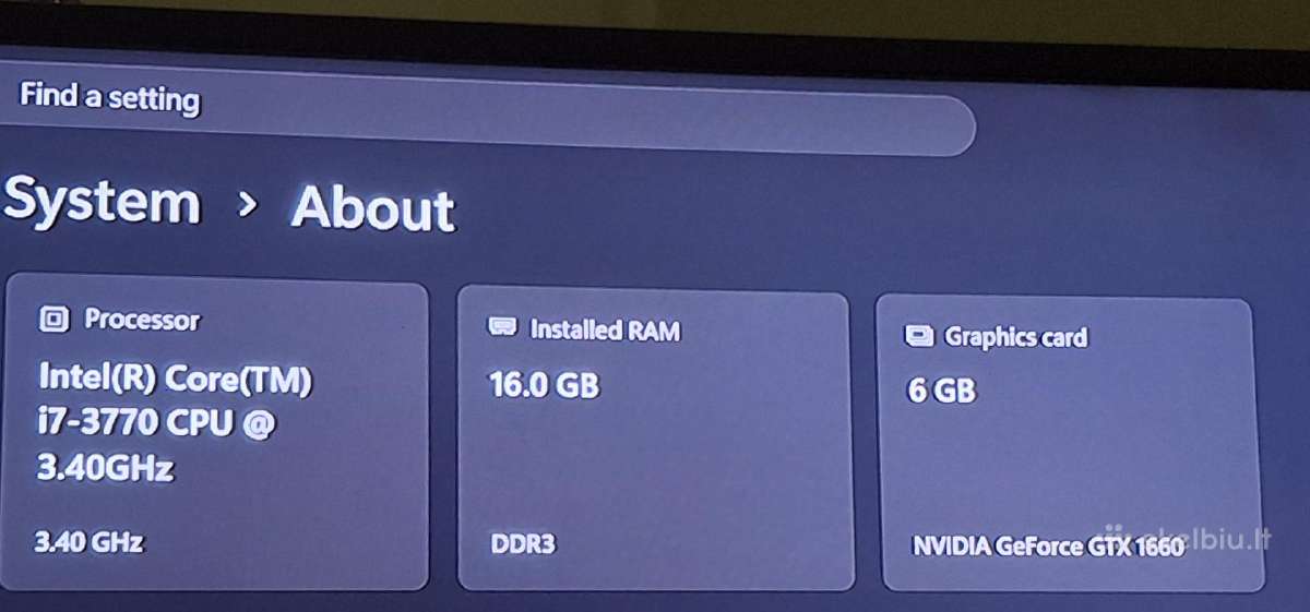 Kompiuteris Gtx 1660 i7-3770 16gb RAM 500gb - nuotraukos Nr. 2