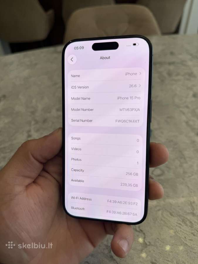 iPhone 15 pro, 256gb 86% baterija - nuotraukos Nr. 3