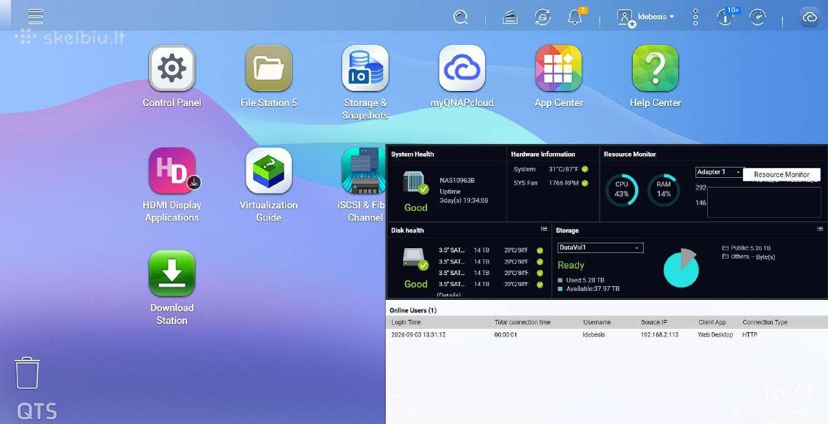 Qnap Ts-451+ 64tb, 8gb RAM - nuotraukos Nr. 12