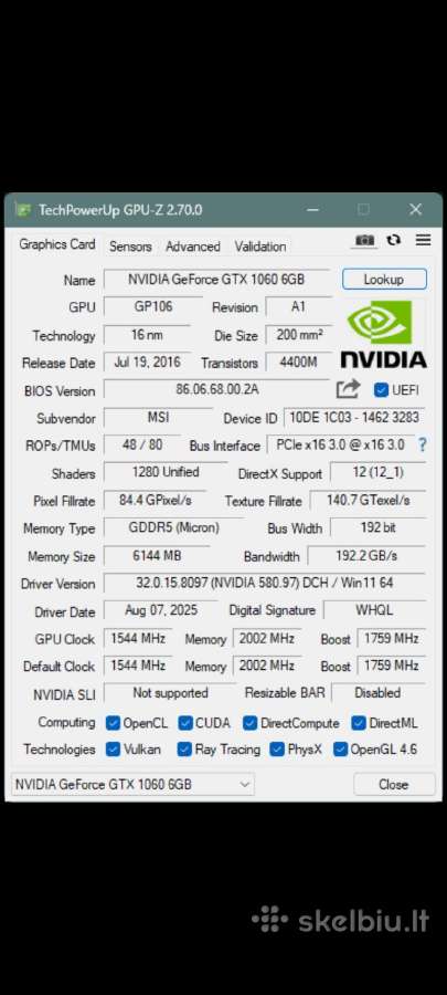 Gtx 1060 6gb Msi - nuotraukos Nr. 13
