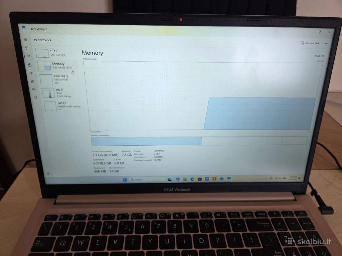 Asus Vivobook X1504 15.6/i5 Cpu/16gb RAM/512gb SSD - nuotraukos Nr. 5