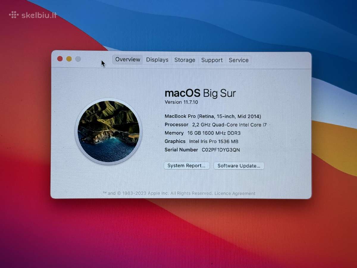 MacBook Pro 15 Retina i7 / 16gb / 512gb - nuotraukos Nr. 3
