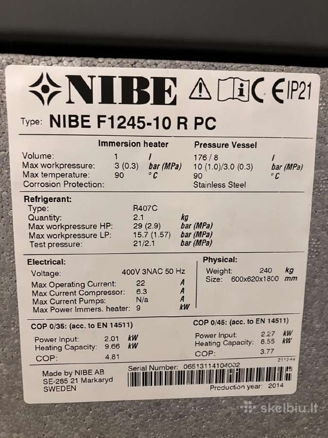 Geoterminio šildymo ir šaldymo siurblys Nibe F1245 - nuotraukos Nr. 3