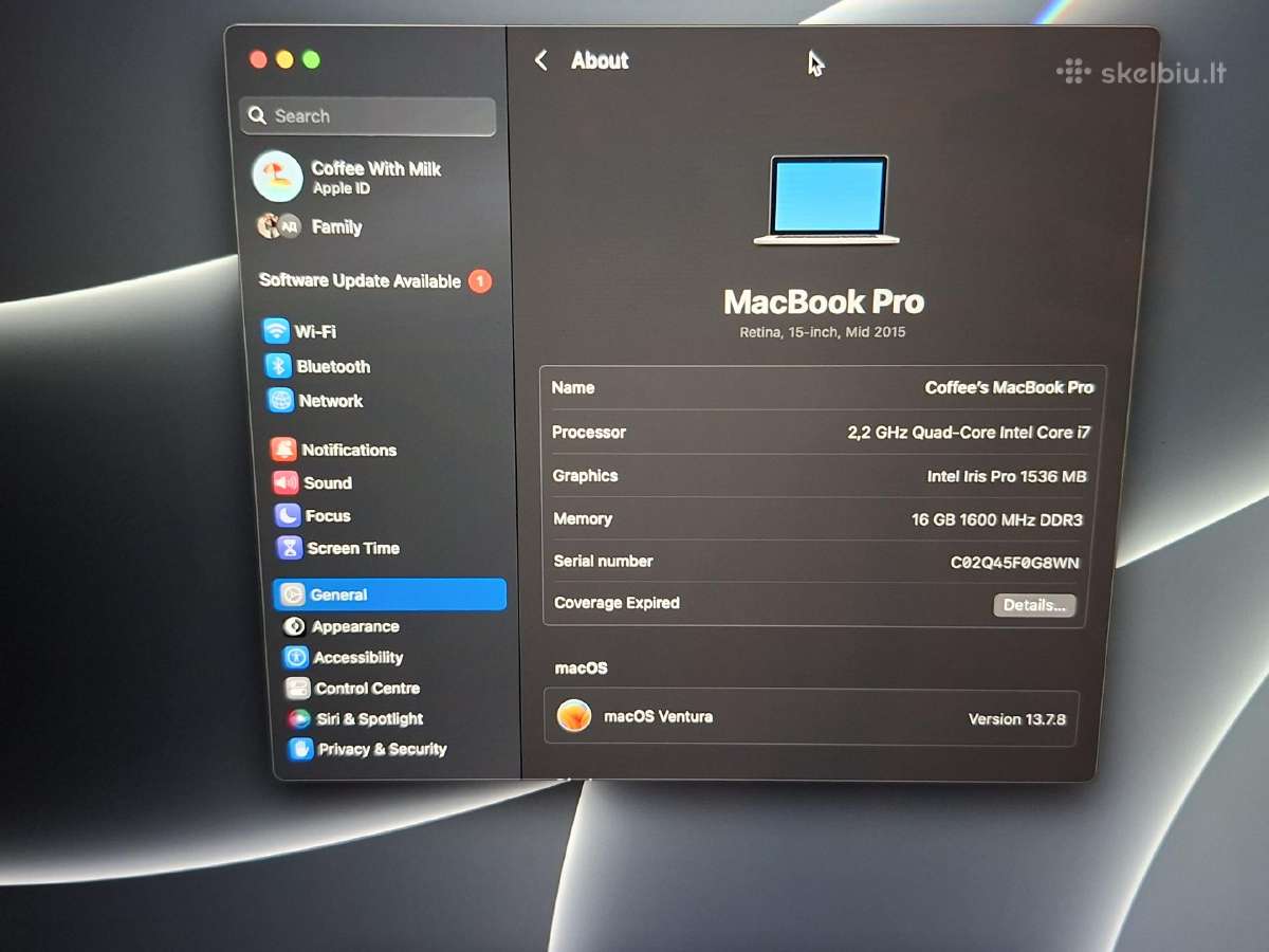 MacBook Pro 15 colių Retina mid 2015 m. 16 GB - nuotraukos Nr. 2