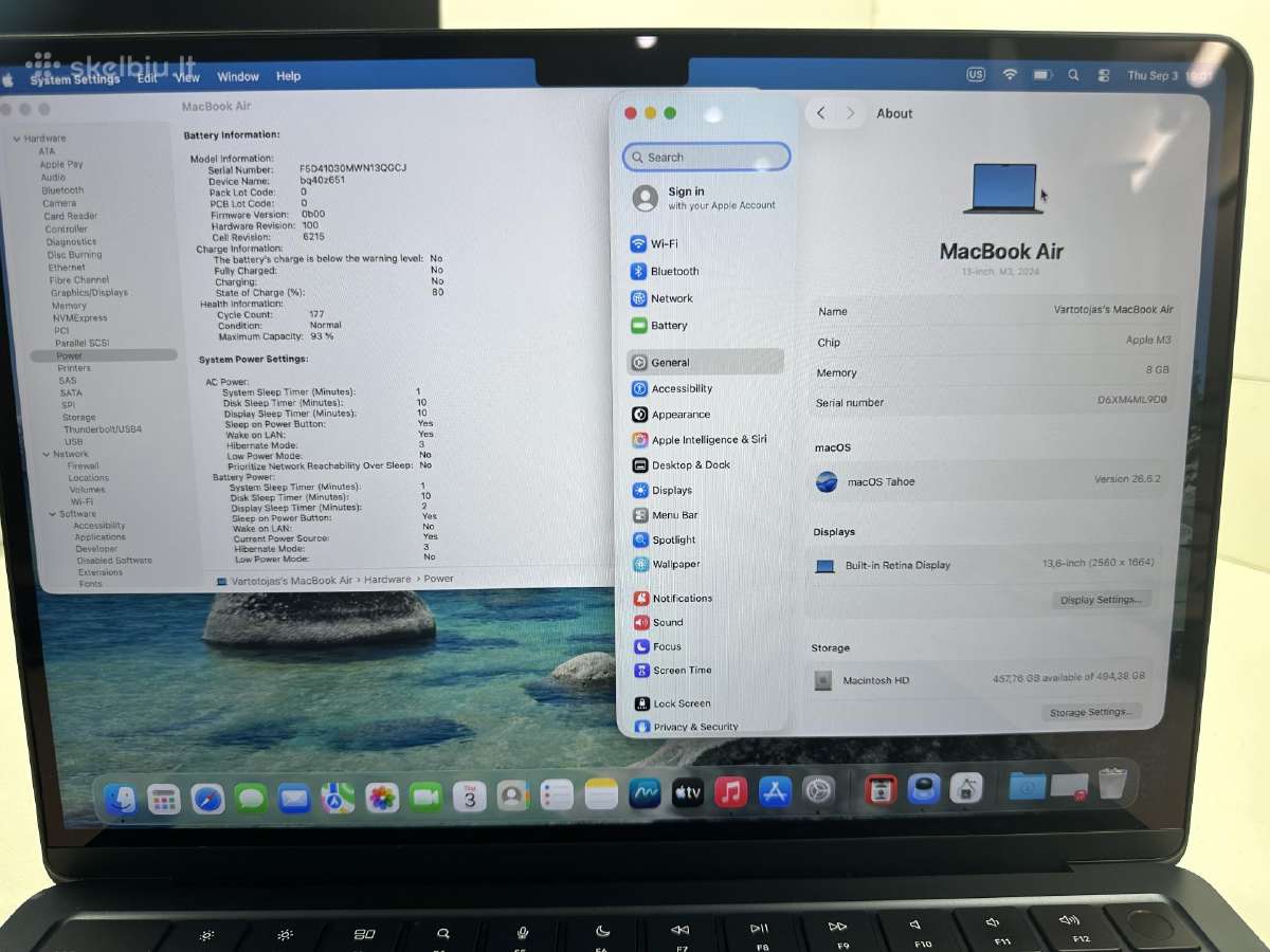 Apple MacBook Air 13" M3 / 8gb / 512gb / 2024 - nuotraukos Nr. 2