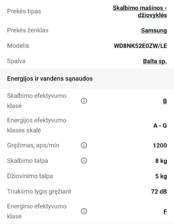 Skalbyklė - džiovyklė Samsung - nuotraukos Nr. 7