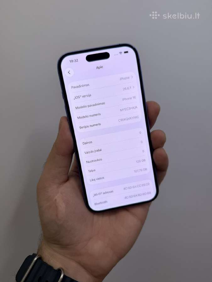 iPhone 16 128 GB, 90% - nuotraukos Nr. 4