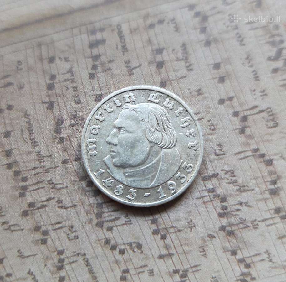 2 reichsmark 1933 D Vokietija - Liuteris - nuotraukos Nr. 3