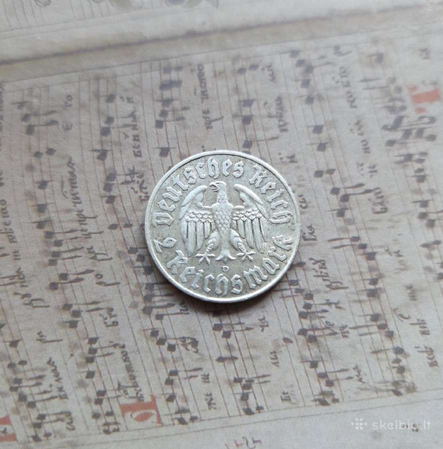 2 reichsmark 1933 D Vokietija - Liuteris - nuotraukos Nr. 4