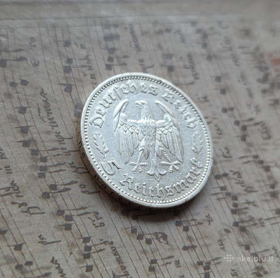 5 reichsmark 1934 Vokietija - Šileris - nuotraukos Nr. 2