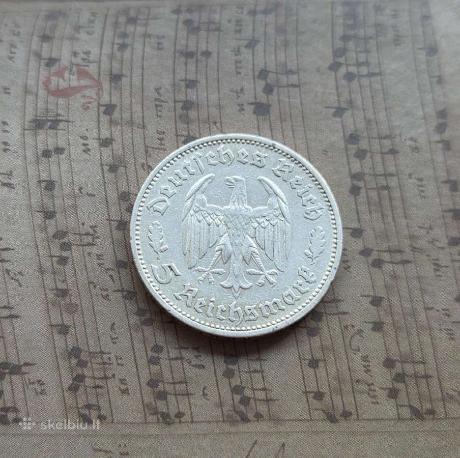 5 reichsmark 1934 Vokietija - Šileris - nuotraukos Nr. 4