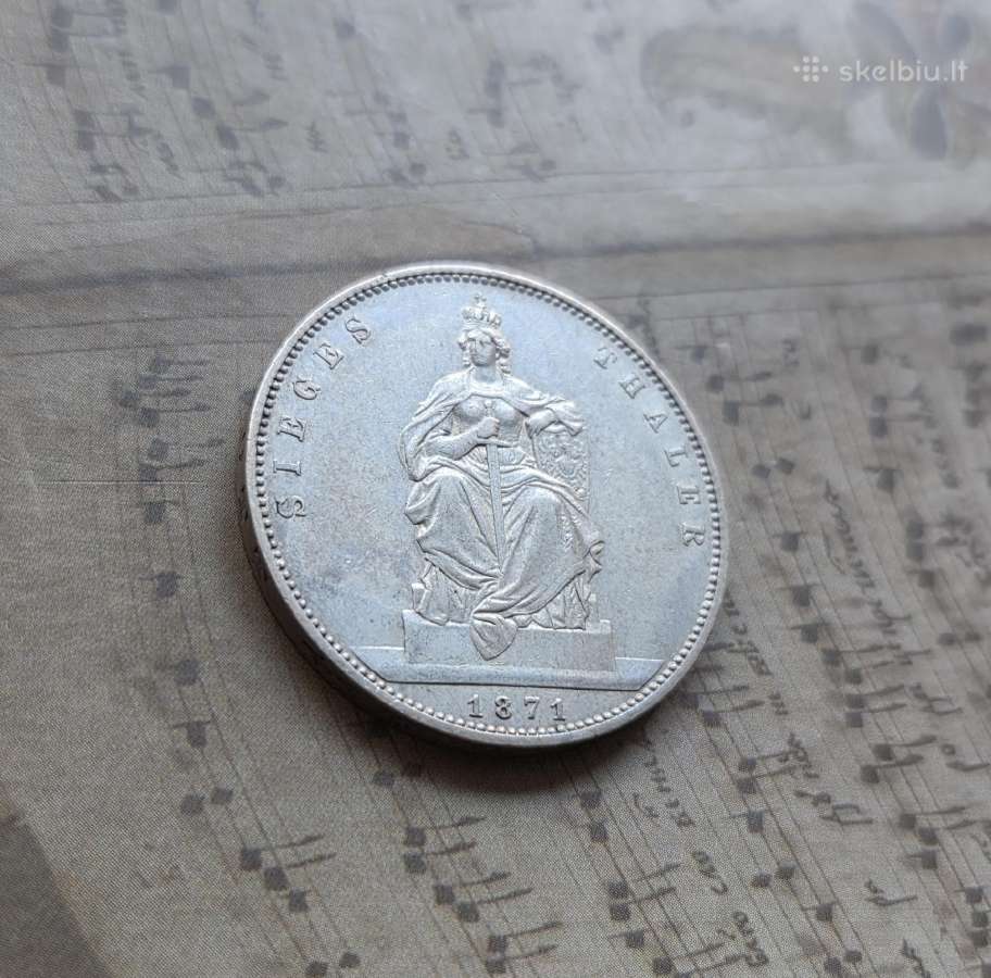 1 taleris 1871 Vokietija Prūsija - Pergalė - nuotraukos Nr. 2