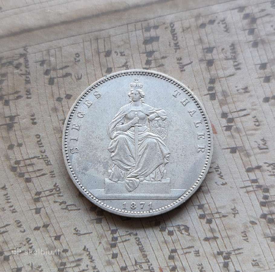1 taleris 1871 Vokietija Prūsija - Pergalė - nuotraukos Nr. 4