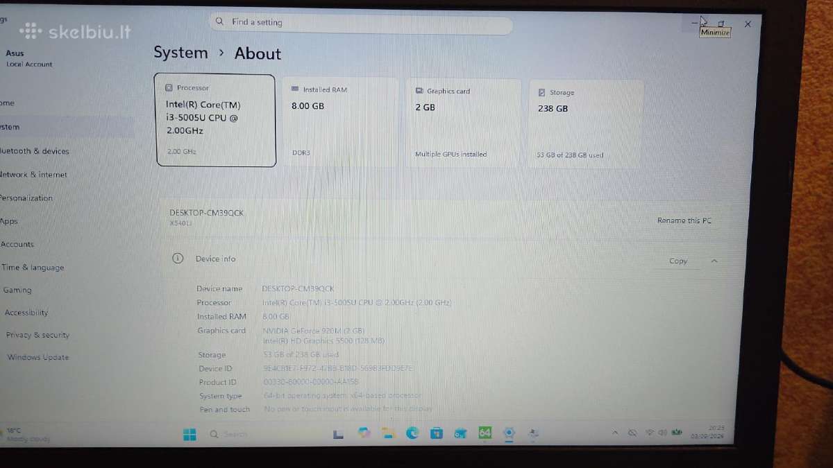 Asus F540l,15.6"HD - nuotraukos Nr. 4