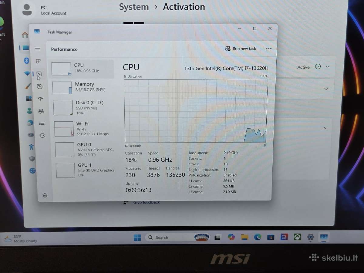 Msi Cyborg su Rtx 4060, I7-13k, 144hz. - nuotraukos Nr. 3