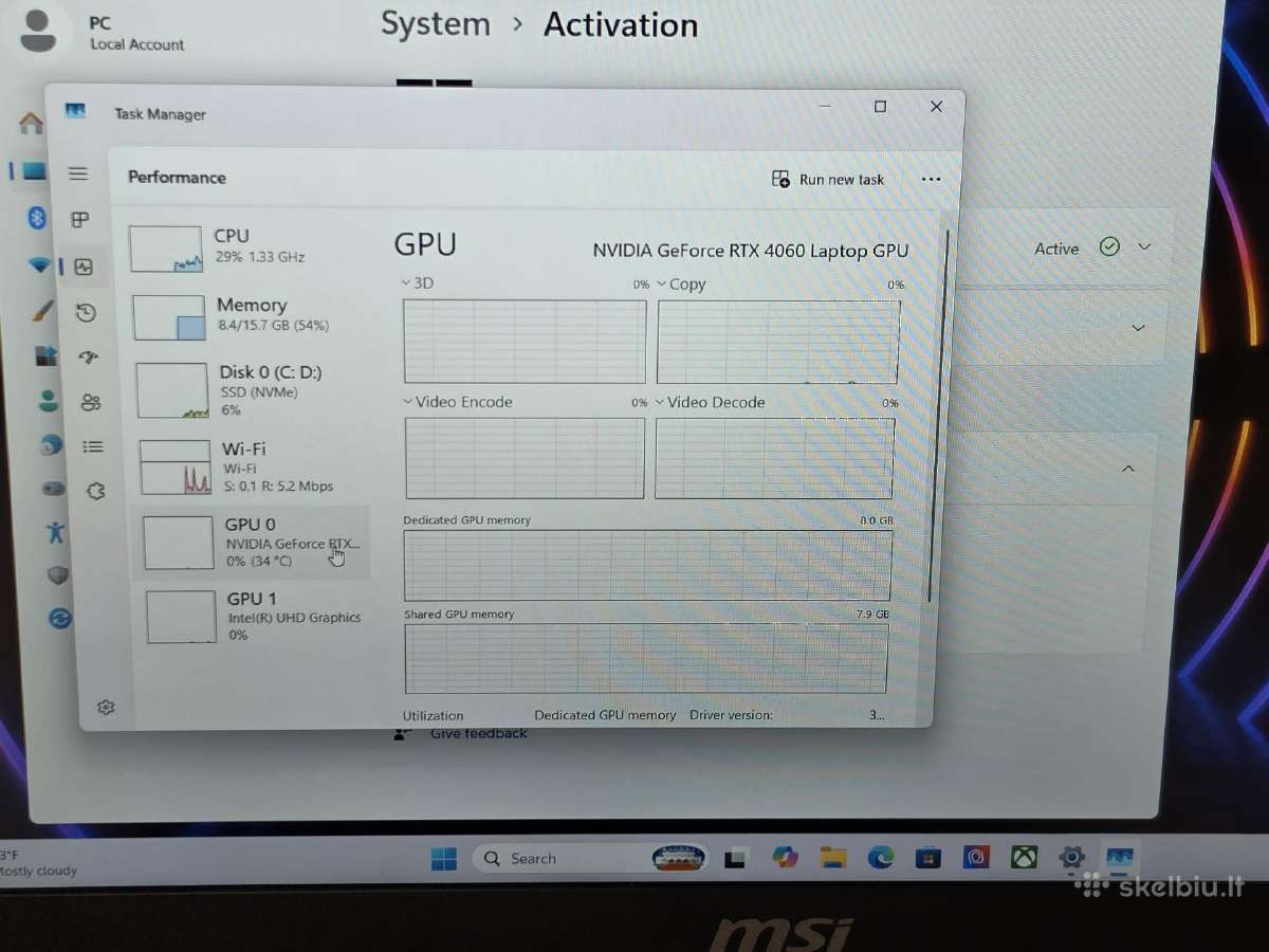 Msi Cyborg su Rtx 4060, I7-13k, 144hz. - nuotraukos Nr. 4