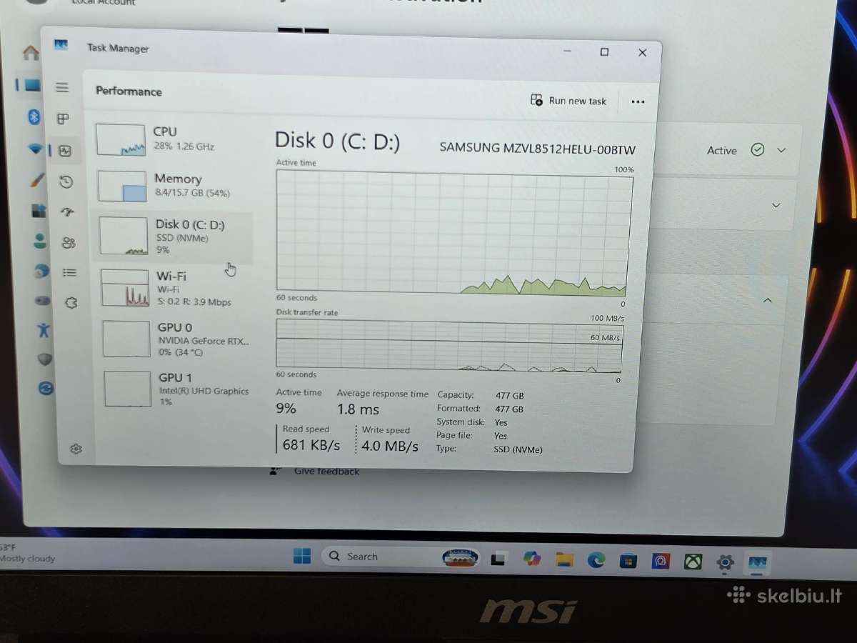 Msi Cyborg su Rtx 4060, I7-13k, 144hz. - nuotraukos Nr. 5
