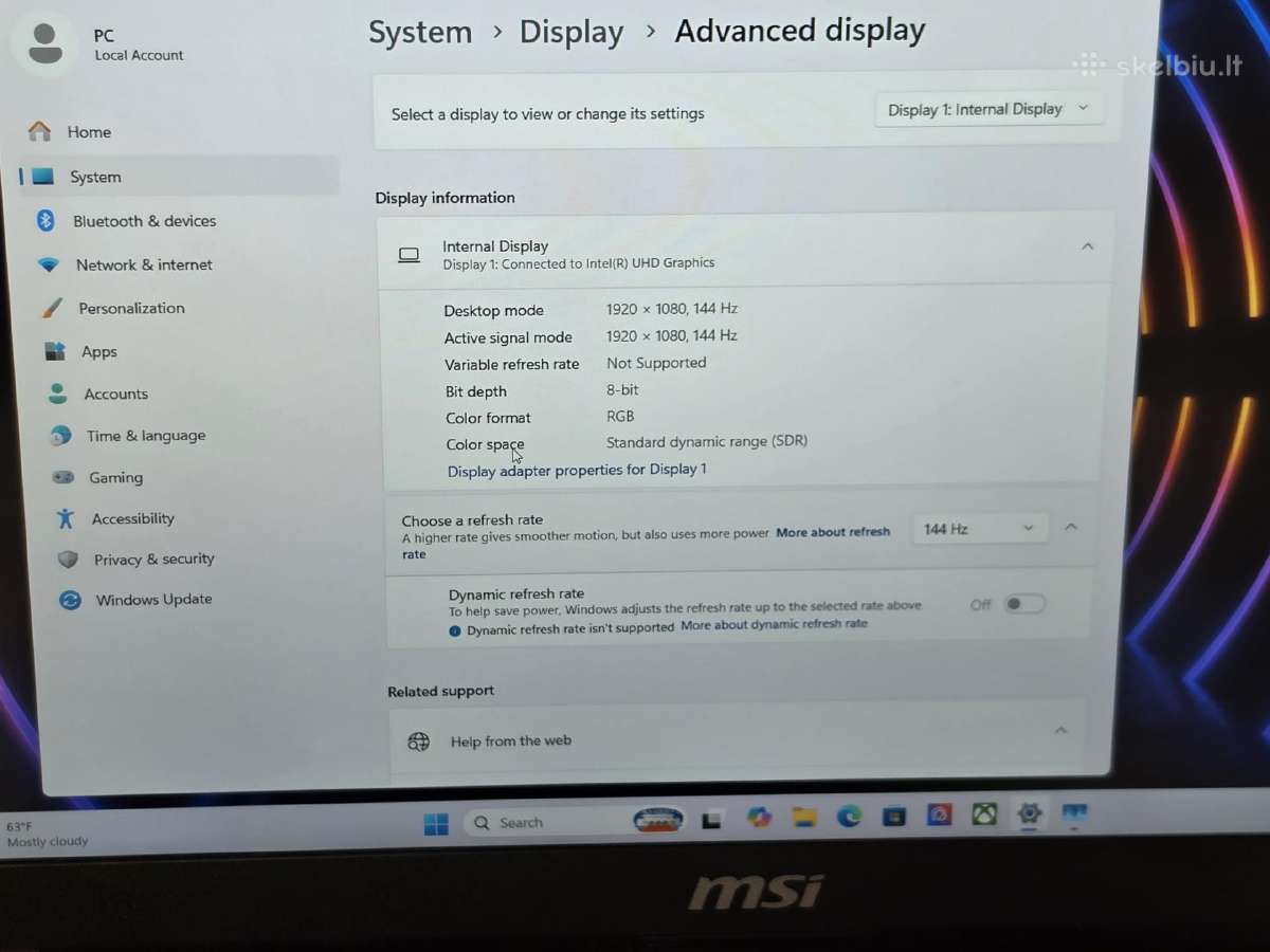Msi Cyborg su Rtx 4060, I7-13k, 144hz. - nuotraukos Nr. 6