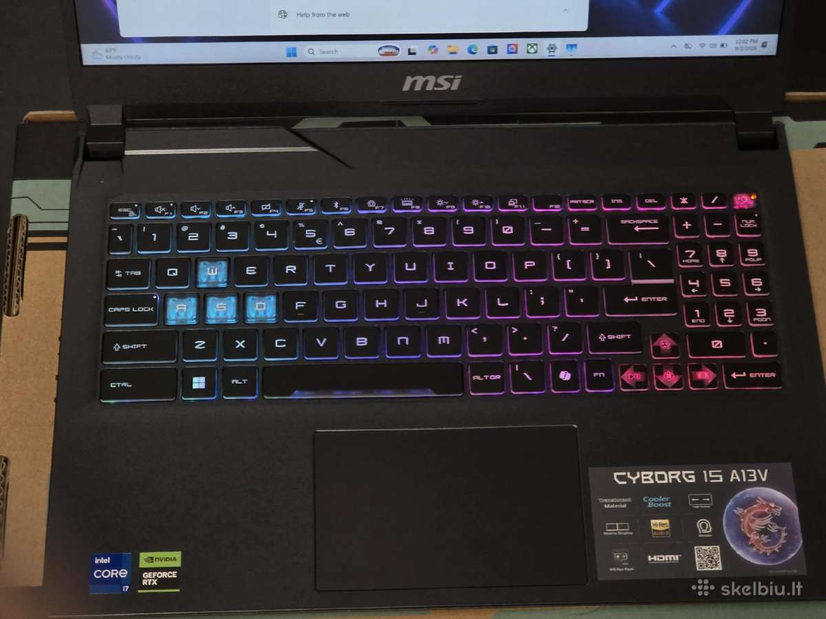 Msi Cyborg su Rtx 4060, I7-13k, 144hz. - nuotraukos Nr. 7
