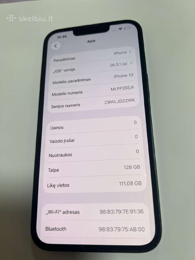 iPhone 13 128gb ,black , 82% - nuotraukos Nr. 8