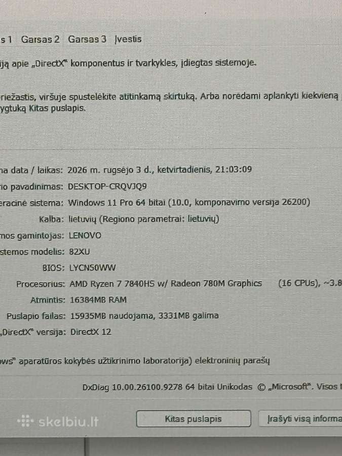 Parduodu lenovo loq16 , Ryzen7 7840hs , Rtx 4060 - nuotraukos Nr. 3