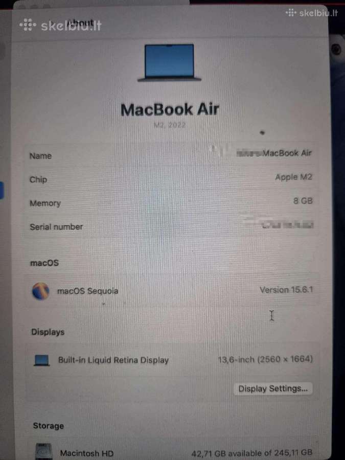 MacBook Air M2 - nuotraukos Nr. 8