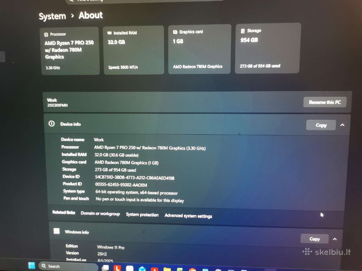 Lenovo Thinkpad L16 Gen 2 Ryzen 7 Pro 32gb 1t SSD - nuotraukos Nr. 2