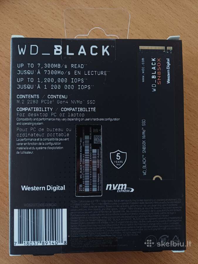 Wd-black Sn850x Nvme 2tb SSD - nuotraukos Nr. 2