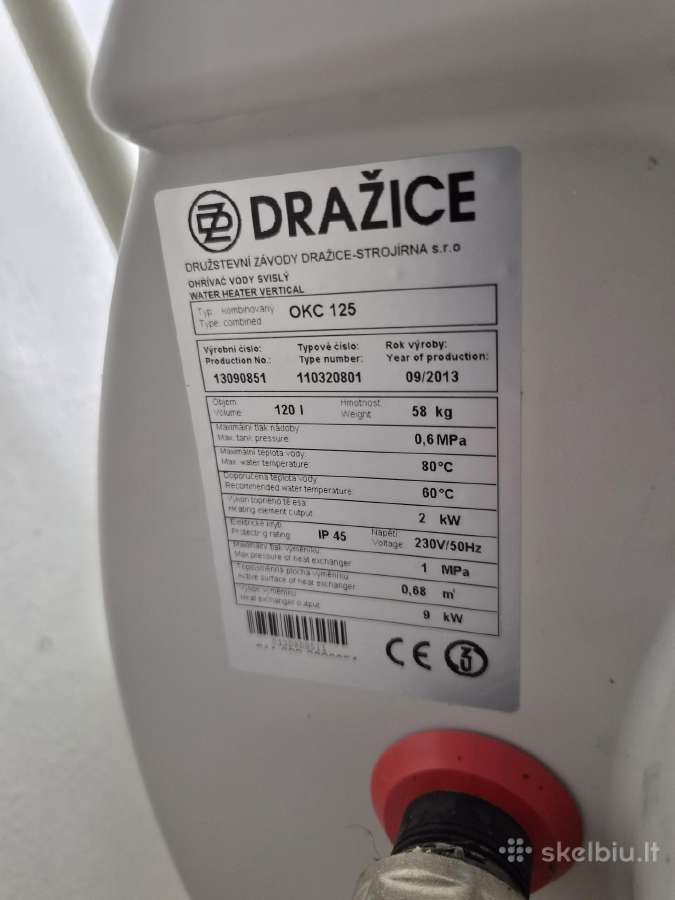 Kombinuotas boileris Dražice Okc 125 - nuotraukos Nr. 2