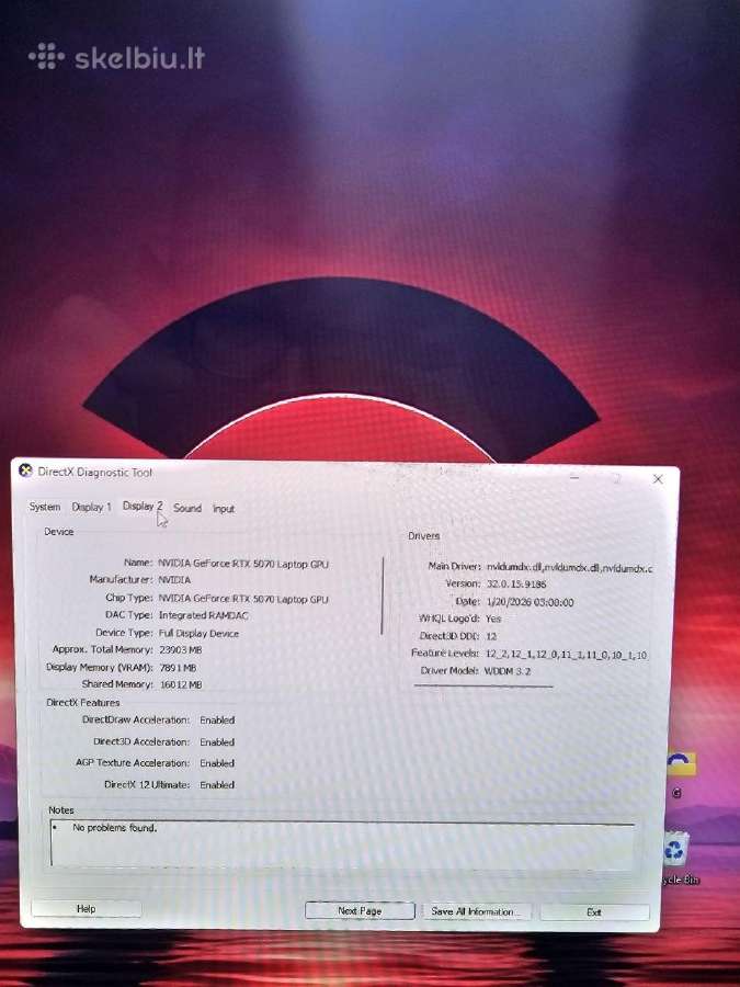 Lenovo Oled / Ryzen 9 9955hx / Rtx 5070 - nuotraukos Nr. 7