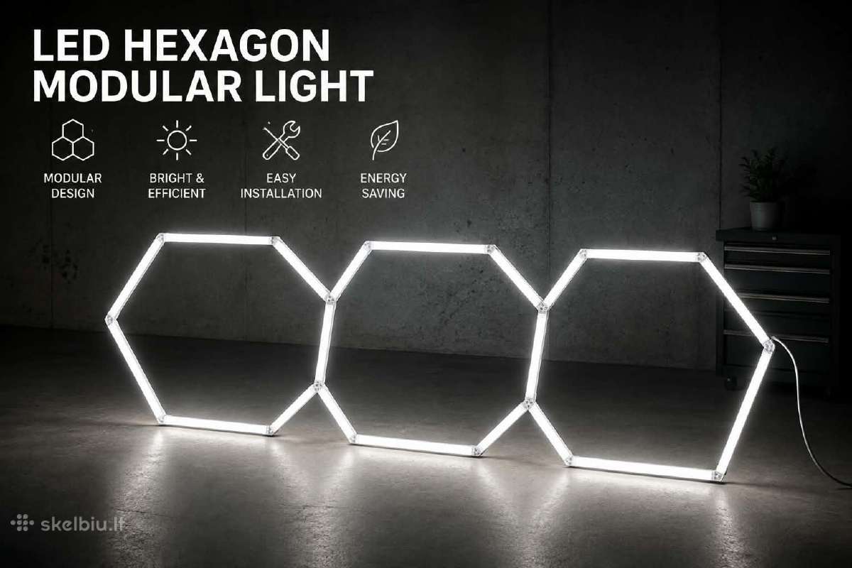 Modernus LED šviestuvas Hexagon - nuotraukos Nr. 2
