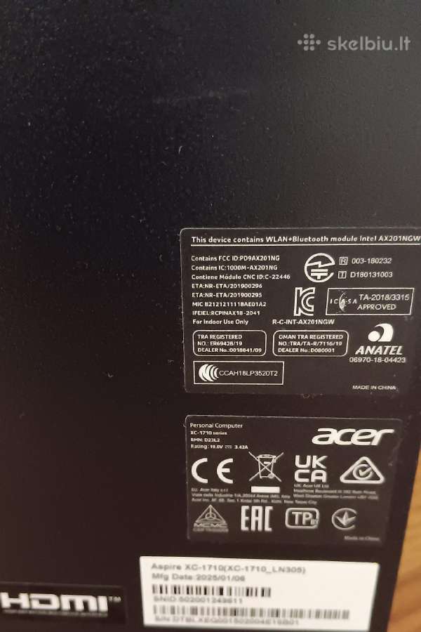 Acer Aspire XC-1710 stacionarų kompiuterį - nuotraukos Nr. 2